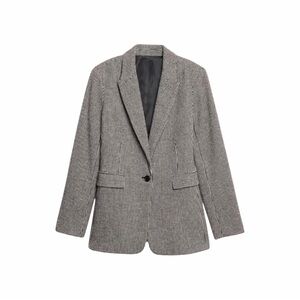 Ann Taylor LOFT Monochrome One-Button Houndstooth Blazer - NWOT - 8T